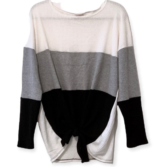 NWT bibi Flattering Waffle Tie Front Color Block - Picture 3 of 5